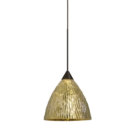 Besa Lighting Eve Cord Pendant, Stone Gold Foil, Bronze Finish, 1x50W Halogen 1XT-EVEGS-BR